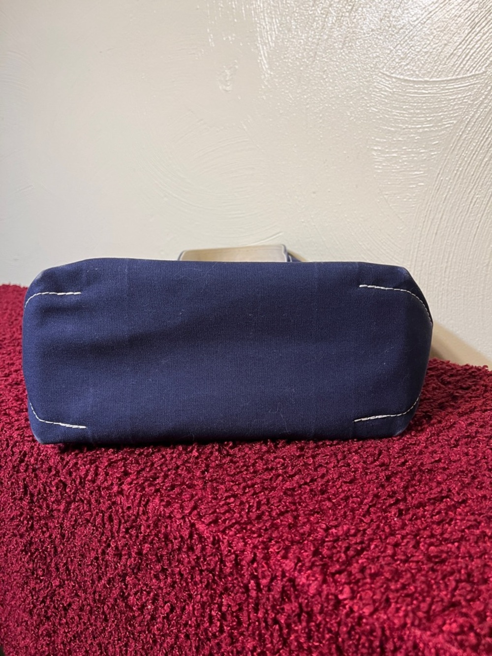Vintage 90s LL Bean Made In USA Boat and Tote Small Tote Bag Purse Navy Cream - Picture 6 of 16